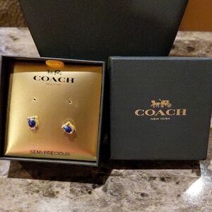 Coach Gold and Blue Semi-Precious Earrings